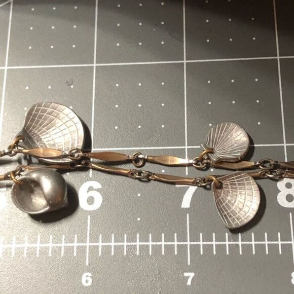 Seashell Charm Statement Necklace Silver and Gold Nicole Romano - Picture 6 of 6